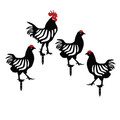 Set decoratiuni pentru gradina, Chicken Family / 4, Metal, Negru