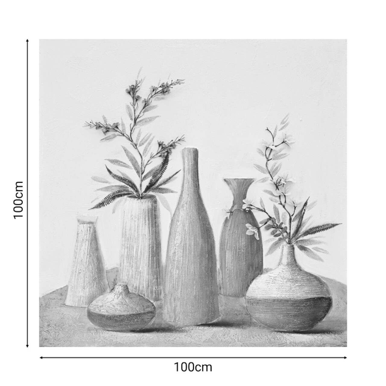 Tablou decorativ Vase v2, Inart, 100x100 cm, canvas/lemn de brad, multicolor