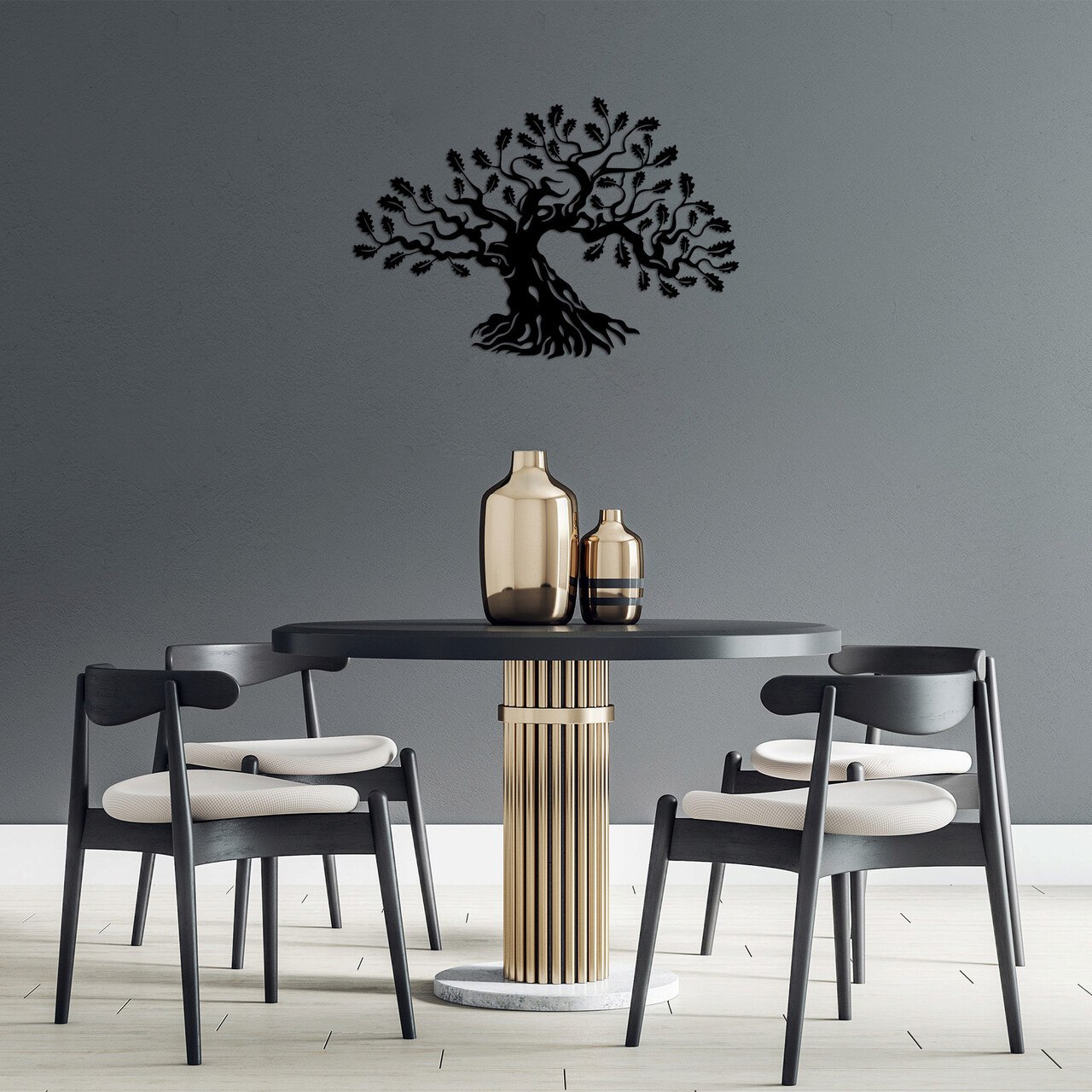 Decoratiune de perete, Monumental Tree 11, Metal, Dimensiune: 70 x 47 cm, Negru - 1 | YEO