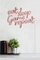 Decoratiune luminoasa LED, eat sleep game repeat, Benzi flexibile de neon, DC 12 V, Roșu