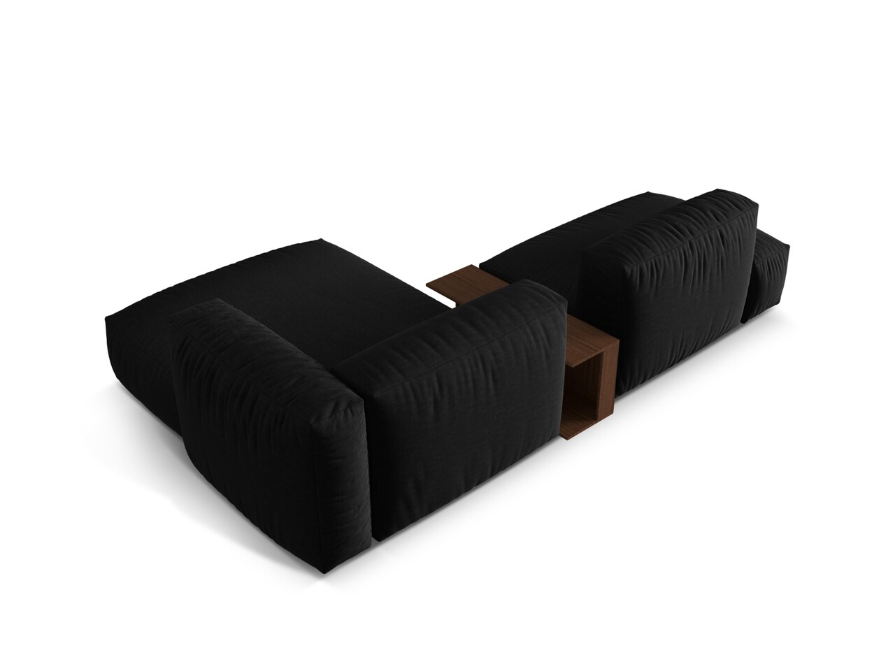 Coltar modular dreapta 2 locuri, Martina-169, Micadoni Home, 285x176x75 cm, tesatura structurata catifelata, negru - 1 | YEO