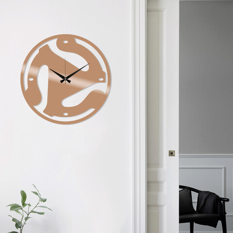 Ceas de perete, Metal Wall Clock 5, Metal, Dimensiune: 48 x 48 cm, Cupru