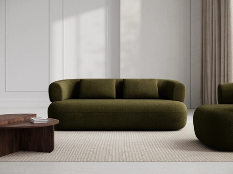 Canapea 3 locuri, Jenny-67, Micadoni Home, 178x90x73 cm, tesatura boucle, verde