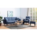 Set canapea extensibilă, Unique Design, 867UNQ1681, Lemn de carpen, Albastru navy