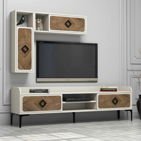 Comoda TV, Hommy Craft, Samba, 180x52x35cm, Nuc / Cremă