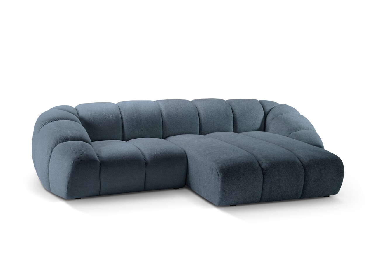 Coltar dreapta 3 locuri, Diana-192, Micadoni Home, 294x182x72 cm, catifea structurata, albastru jeans - 1 | YEO