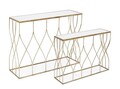 Set 2 console Elenor, Bizzotto, 104 x 33 x 79 cm, otel/sticla, auriu