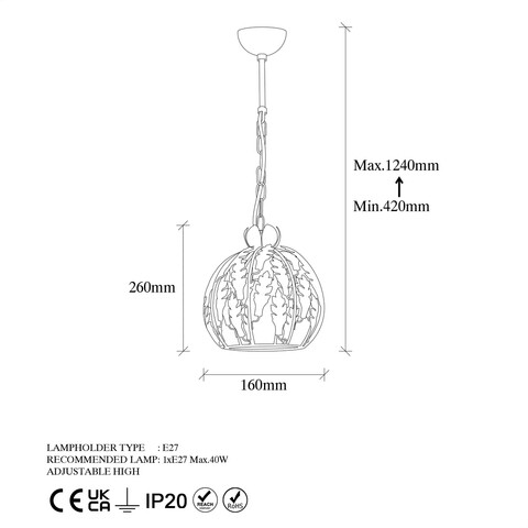 Lustra, Fulgor, 942FLG1288, Metal, Auriu