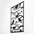 Decoratiune de perete, Tree Branch Birds, Metal, Dimensiune: 47 x 66 cm, Negru