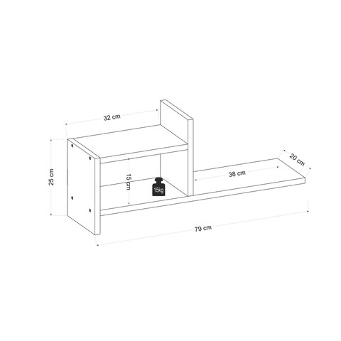 Raft de perete, Lagomood, Hisar, 79x25x20 cm, Antracit / Nuc