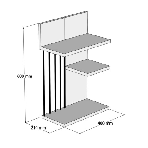 Raft pentru perete Nezma, Puqa Design, 40x21,4x60 cm, safir/antracit