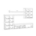 Set mobilier living 4 piese Reusel, Bedora, 300x38.3x200.9 cm, PAL/sticla/plastic, stejar/alb