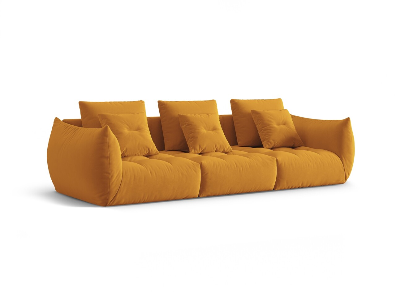 Canapea modulara 4 locuri, Bloom-184, Micadoni Home, 332x106x95 cm, catifea, galben - 1 | YEO