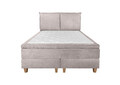 Pat matrimonial, Stockholm, Pillows E, 140x200 cm, saltea tip Pocket, topper memory, Taupe