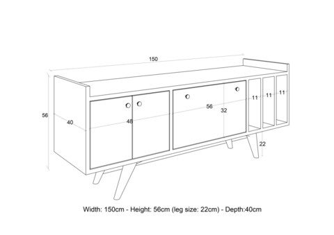 Comoda TV, Mod Design, Maribor, 150x40x62 cm, Antracit / Stejar