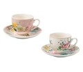 Set 2 cesti cu farfurie pentru cafea, Paradise Pink, Brandani, 90 ml, portelan