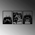 Decoratiune de perete, Cats, Metal, 50 x 70 cm, 3 piese, Negru