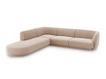 Coltar stanga 6 locuri, Miley, Micadoni Home, BL, forma rotunjita, 258x248x74 cm, catifea, cappuccino