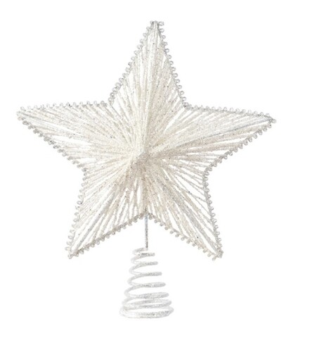 Varf decorativ pentru brad Star, Decoris, Ø 25 cm, metal, alb