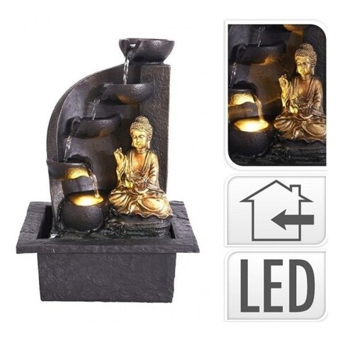 Fantana decorativa Buddha right, 21.5x18x30 cm, poliston, negru