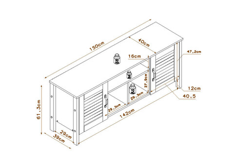 Comoda TV, Lagomood, Loretta, 150x61.3x39 cm, Alb