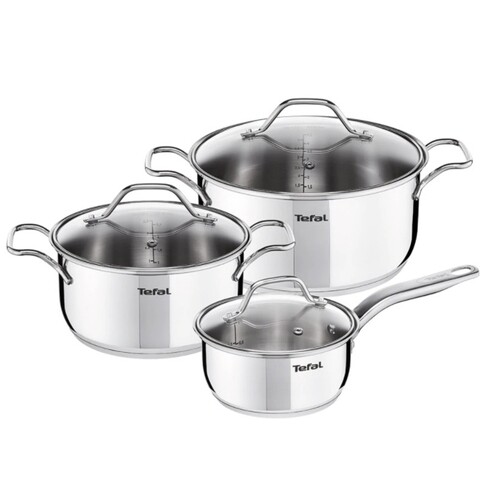 Set de gatit 6 piese, Tefal, Intuition, inox/sticla