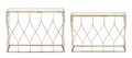 Set 2 console Elenor, Bizzotto, 104 x 33 x 79 cm, otel/sticla, auriu