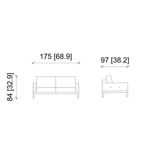 Canapea extensibila Lale, Ndesign, 2 locuri, 175x97x84 cm, lemn, crem