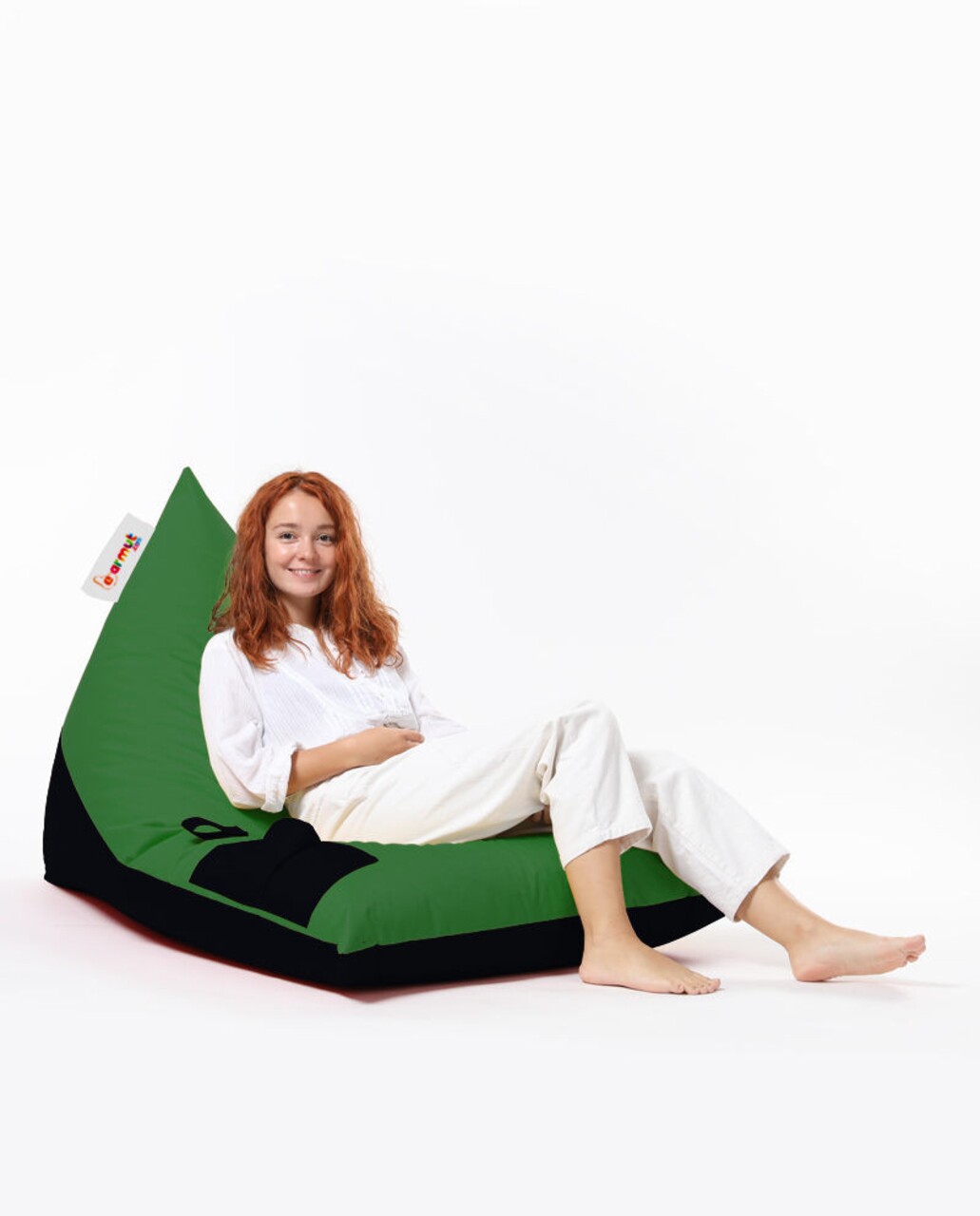 Fotoliu puf, Bean Bag Ferndale, Pyramid Double Color, 145 cm, poliester impermeabil, verde/negru - 1 | YEO