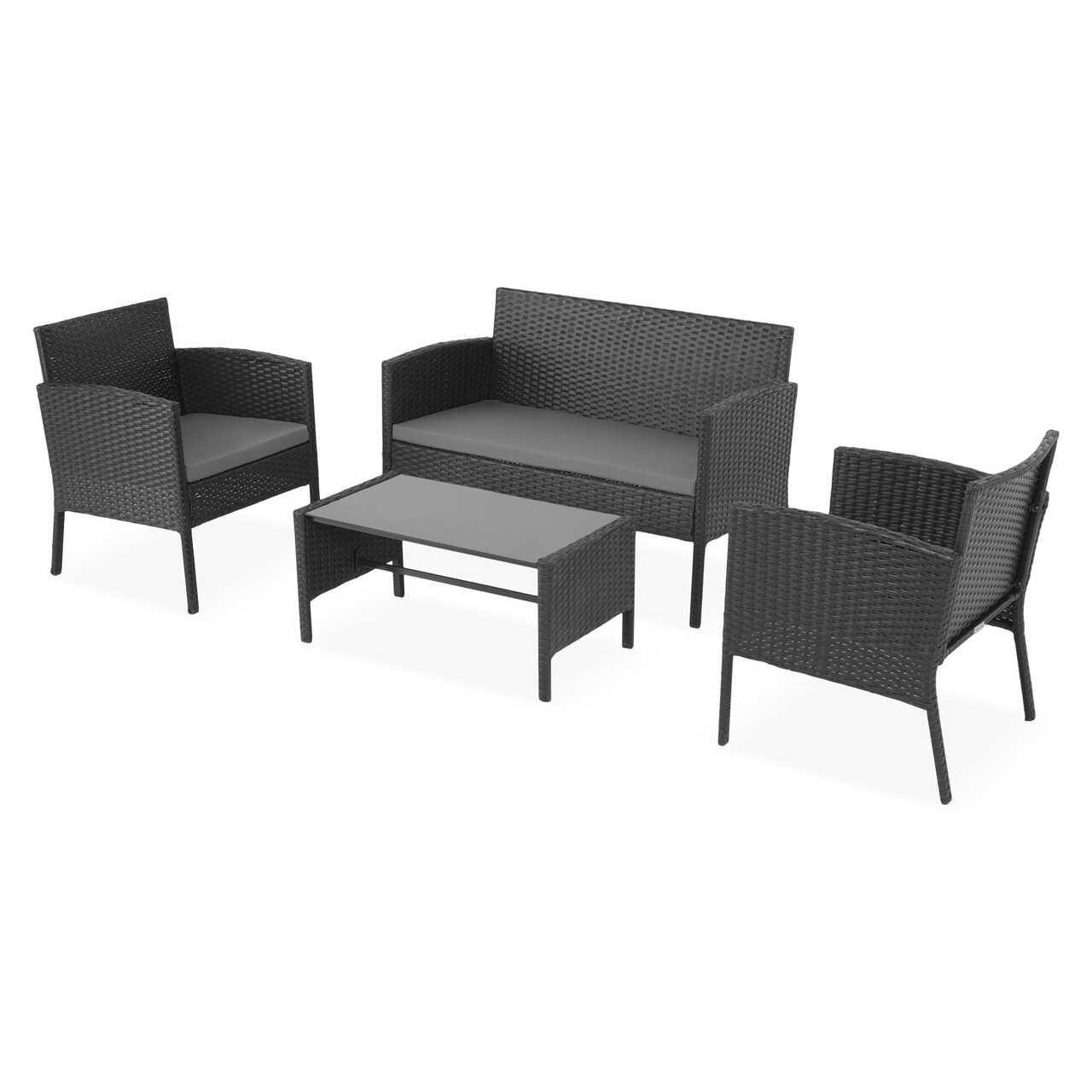 Set mobilier pentru gradina/terasa, 4 piese, Laredo, otel, negru/gri