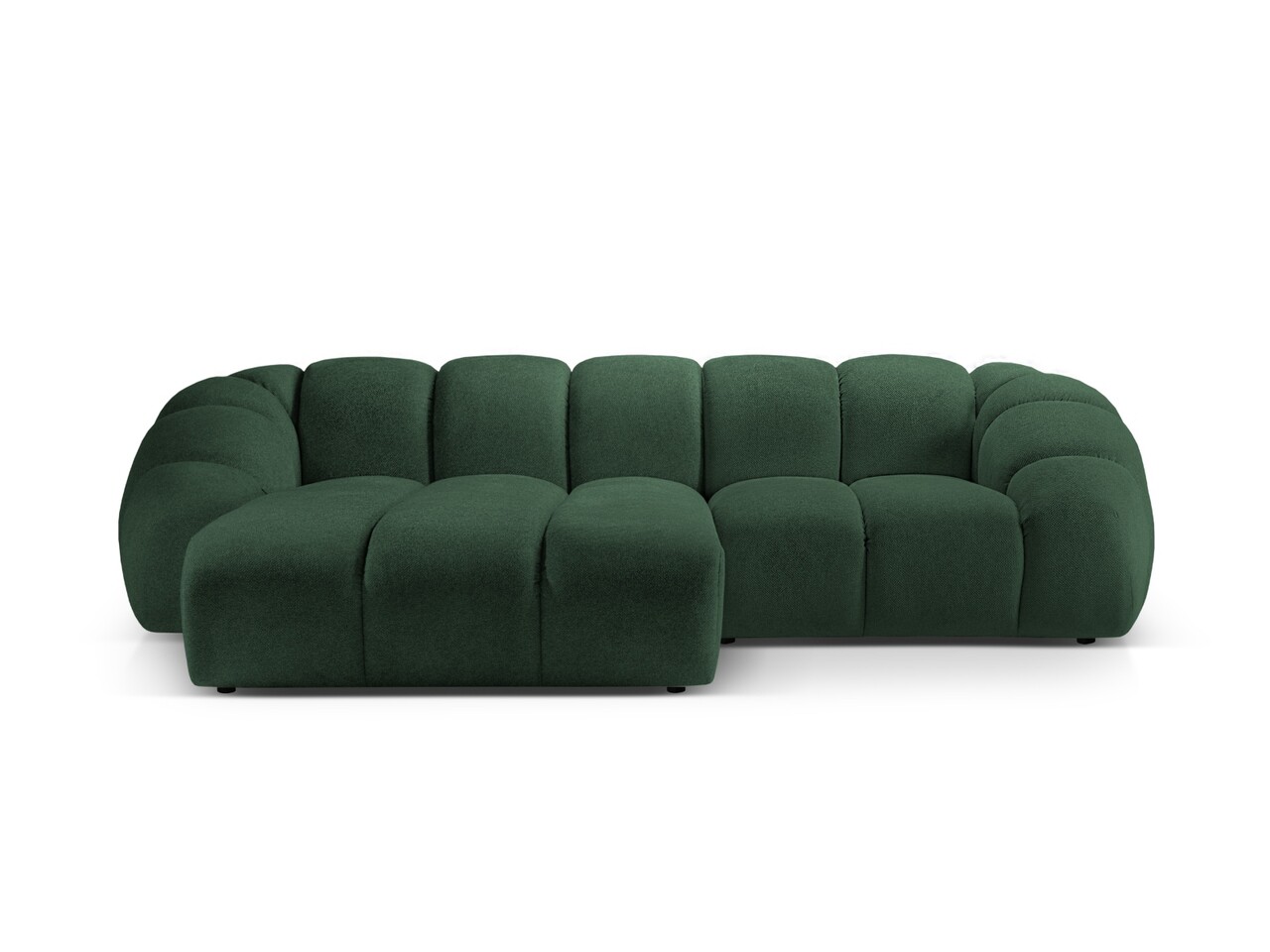 Coltar stanga 3 locuri, Diana-192, Micadoni Home, 294x182x72 cm, catifea structurata, verde