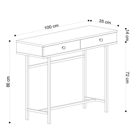 Consola Esta, Elegance, 100x35x86 cm, natural/negru