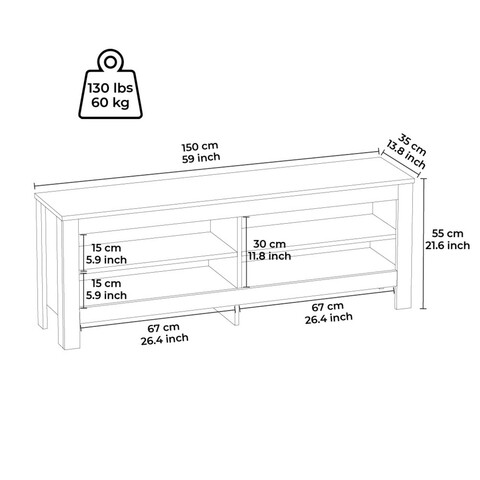 Comoda TV, Minima, Cologno, 150 x 35 x 55 cm, pal melaminat, nuc