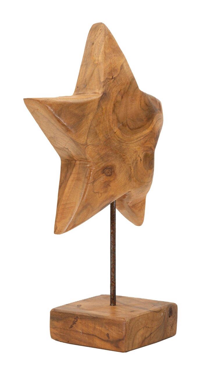 Sculptura decorativa Star, Mauro Ferretti, 28x12x42 cm, tec reciclat, lucrat manual, model unicat, maro