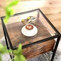 Masuta de cafea Vasagle, 43 x 43 x 54 cm, PAL/otel/sticla temperata, maro rustic