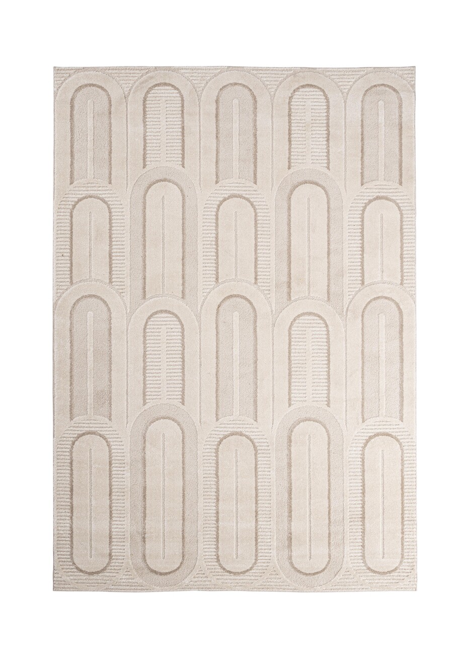 Covor Zina, Bizzotto, 160x230 cm, polipropilena/poliester, crem/gri