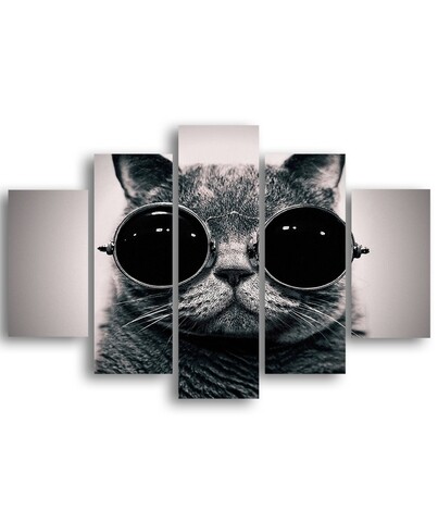 Set 5 tablouri decorative Cat, Maison in Design, MDF imprimat