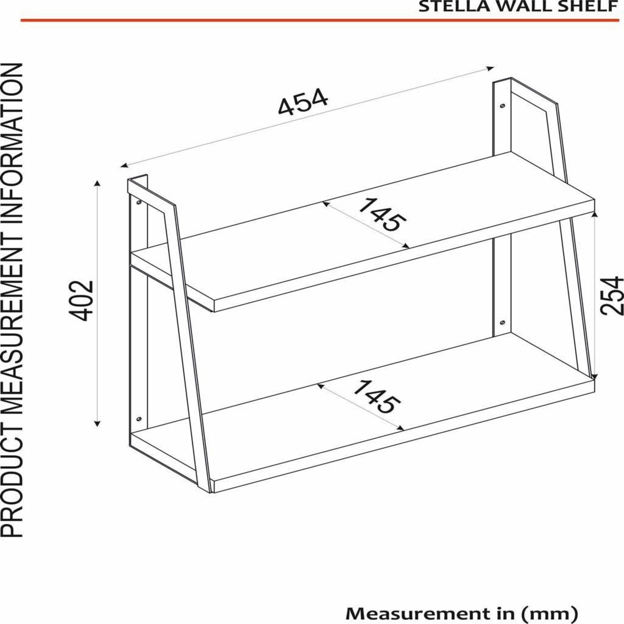 Raft pentru perete Stella, Tera Home, 45,4x14,5x40,2 cm, aluna/negru - 2 | YEO