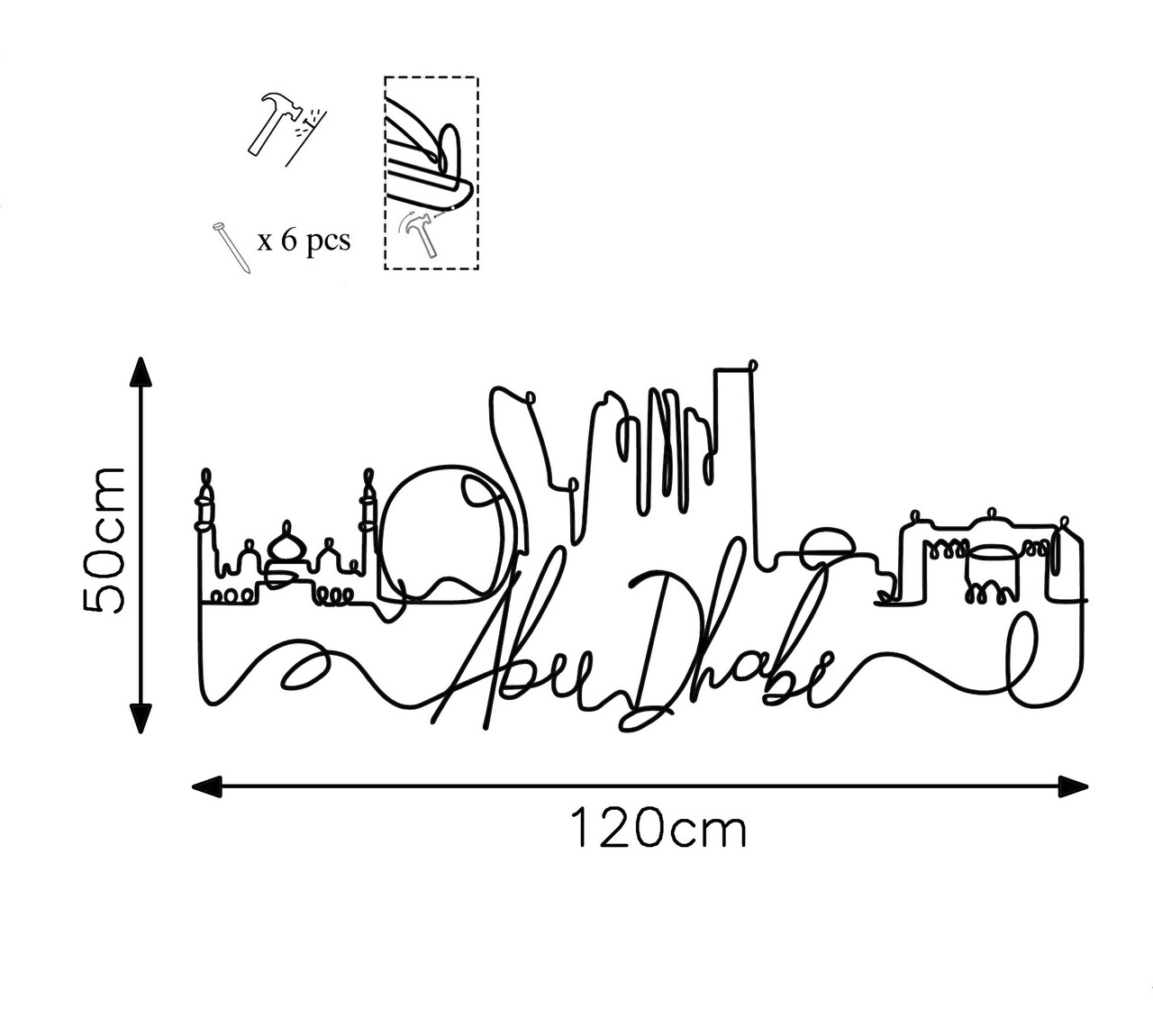 Decoratiune De Perete, Abu Dabi, Metal, Grosime: 2 Mm, Negru