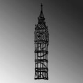 Decoratiune de perete, Big Ben, Metal, Dimensiune: 28 x 150 cm, Negru