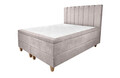 Pat matrimonial, Stockholm, Lines E, 180x200 cm, saltea tip Pocket, topper memory, Taupe