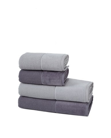 Set 4 prosoape de baie HT, Class, 100% bumbac, antracit