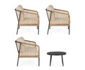 Set mobilier pentru gradina/terasa 4 piese Felipe, Bizzotto, aluminiu/poliester impermeabil, natural