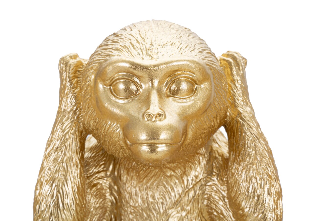 Set 3 decoratiuni Monkey, Mauro Ferretti, 13x14x19.5 cm, polirasina, auriu - 2 | YEO