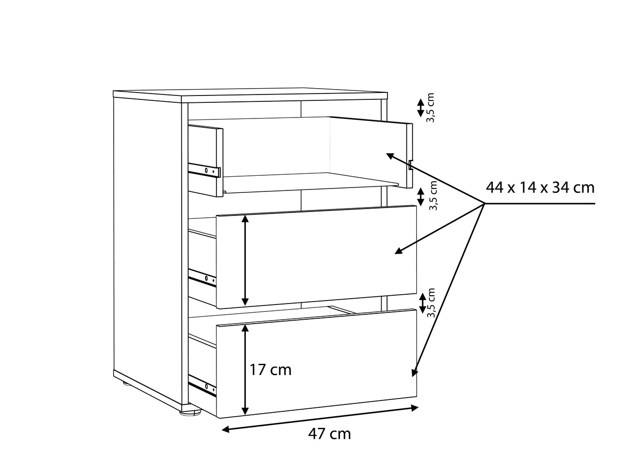 Comoda Emmen, Bedora, 51x39.6x70.6 cm, PAL/plastic, gri