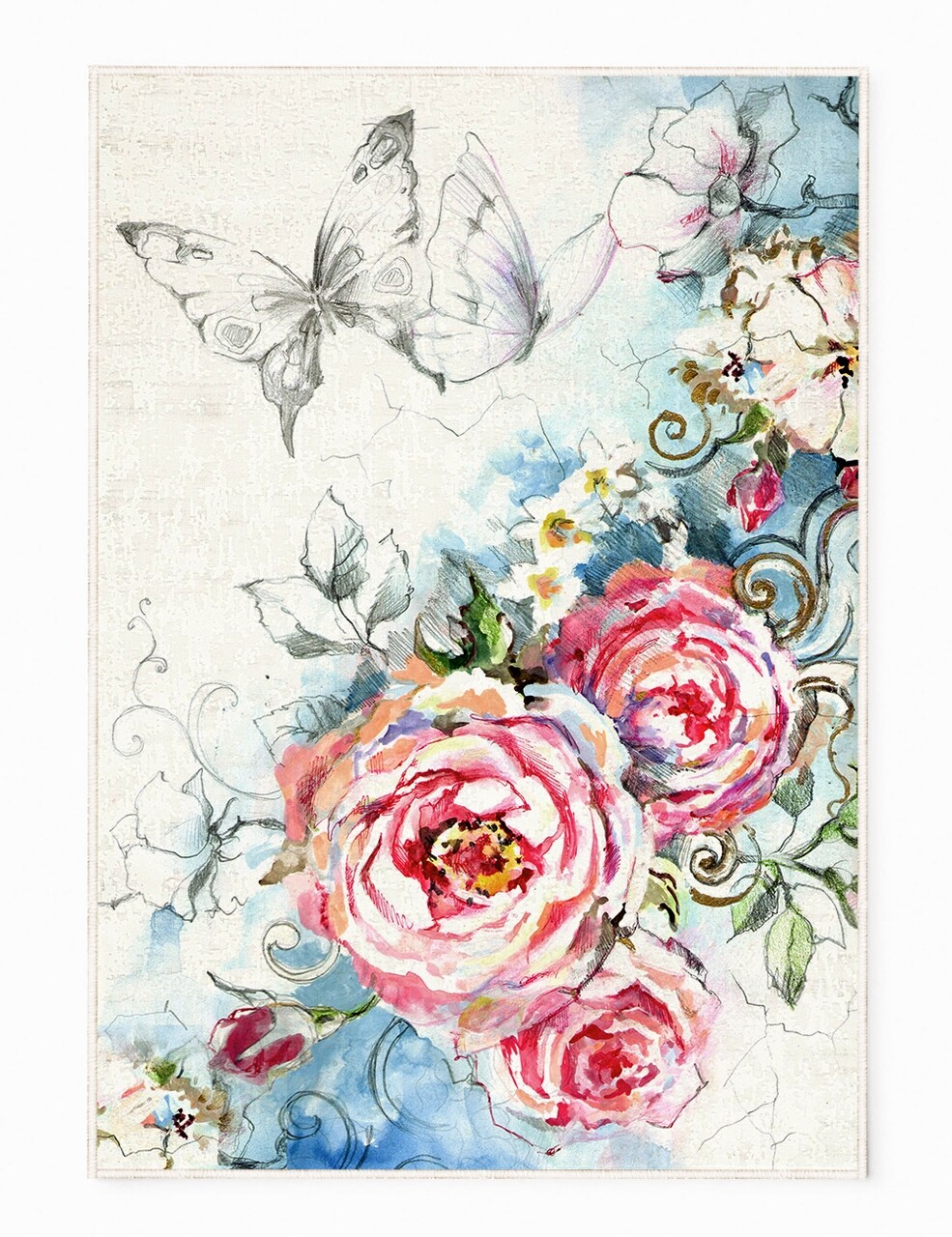 Covor Roses, Oyo Concept, 140x220 cm, poliester, multicolor