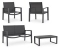 Set mobilier de gradina 4 piese Kallen, Bizzotto, aluminiu/textilena 2x1, carbune