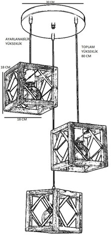 Lustra, Beacon, 890BCN1131, Lemn de brad, Nuc / Negru