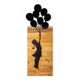 Decoratiune de perete, Chıld And Balloons, 50% lemn/50% metal , 30 x 86 cm, Negru