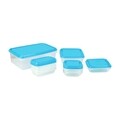 Set 8 cutii alimentare, Casa Plastor, Fresco Salsa, 2.1 + 0.65 + 0.36 + 2 x 0.18 + 3 x 0.19 L, plastic, albastru